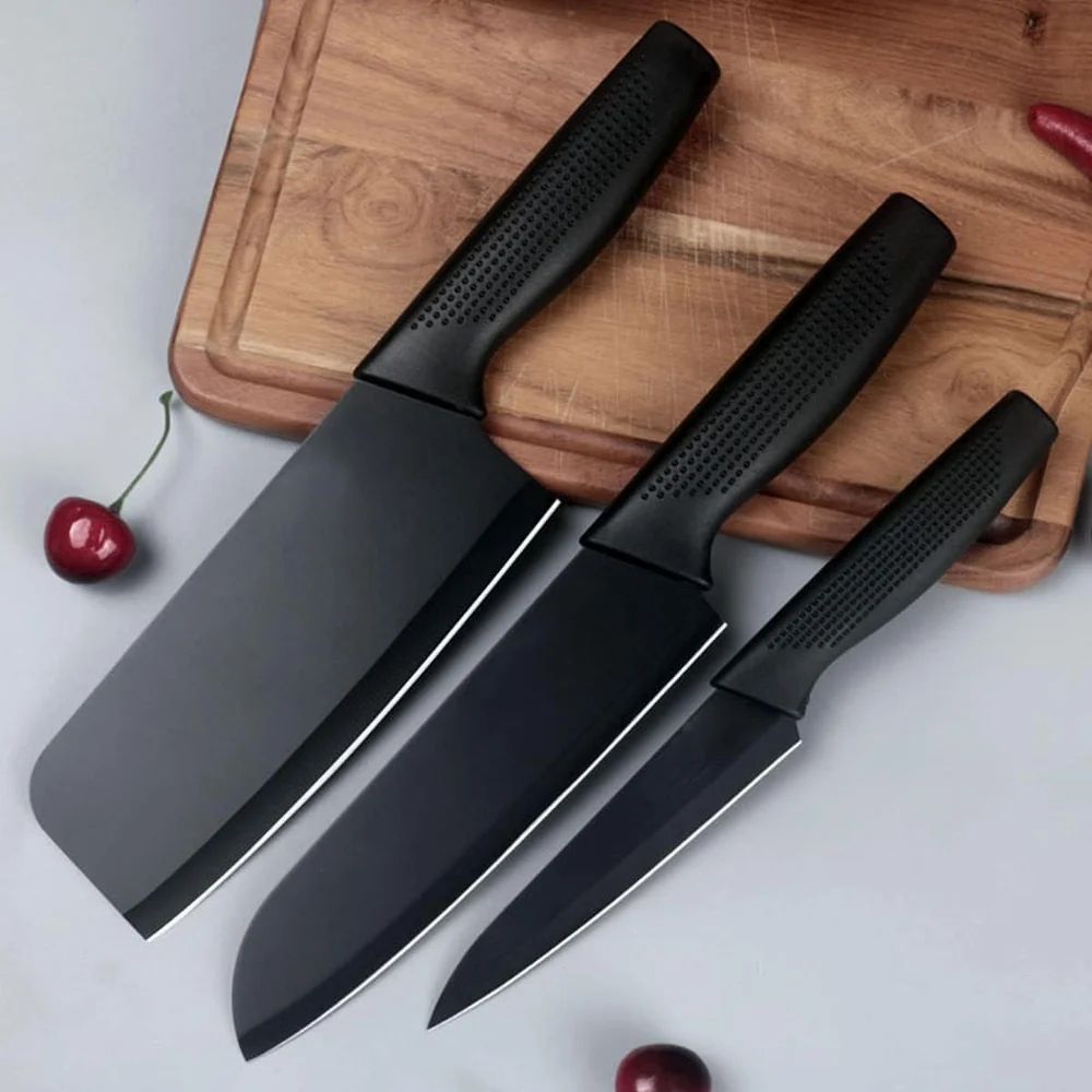 3 Piece Black Kitchen Knife Set,3 Pieces Professional Kitchen Knife Set